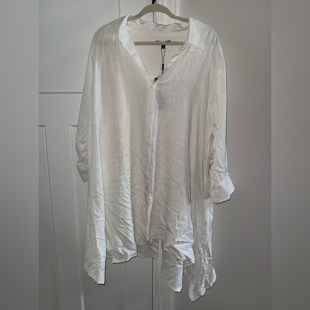 For Cynthia Oversized White Linen Tunic